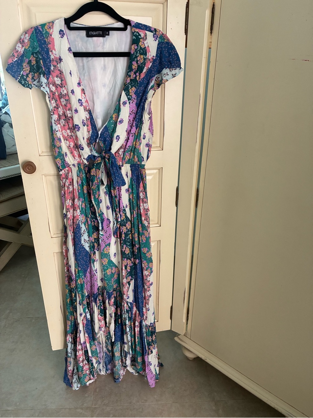 Etiquette Boho Floral Patchwork Hi-lo Lightweight Flowy Super Soft Dress Size M